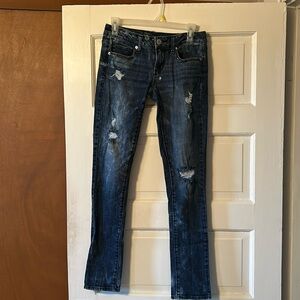 American Eagle 🦅 skinny stretch distressed jeans, size 4, 30” inseam great cond